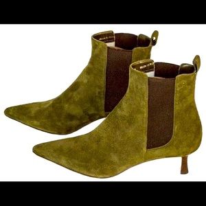 Green Italian Suede Ankle Boots
